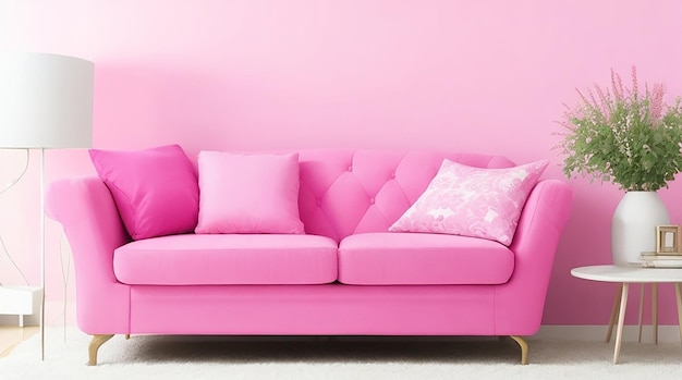 Foto sofá rosa sala de estar com