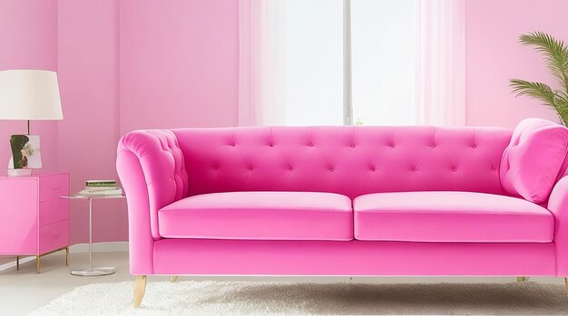 sofá rosa sala de estar com