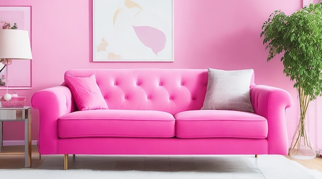 Foto sofa rosa en la sala de estar con