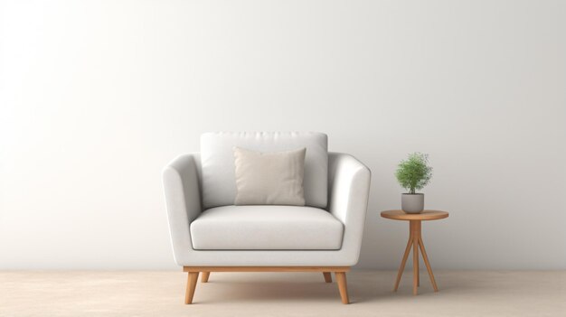 Foto sofa-sessel mit minimalistischem design im muji-stil 3d-rendering