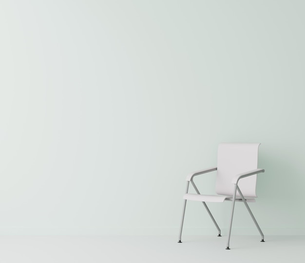 Sofá silla en una sala de estar con pared vacía Concepto de estilo minimalista estilo de color pastel 3D render