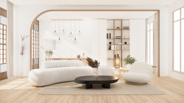 Sofá sillón diseño minimalista muji style3D rendering