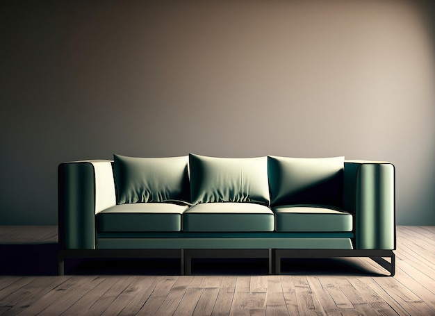Foto sofa und möbel in einem gewichtlosen wohnzimmer