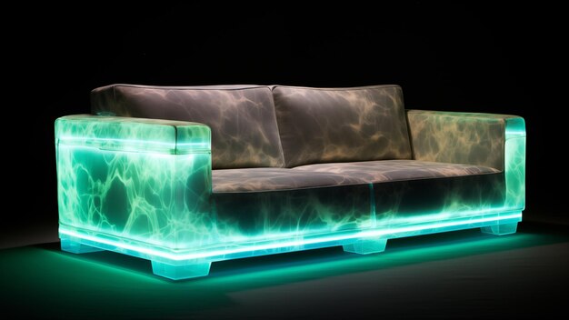 el sofá en verde es un material que retrocede de la luz