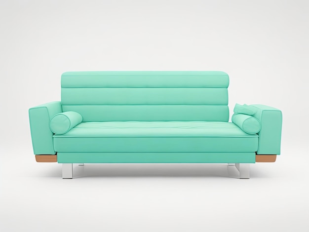 Sofa verde minimalista com fundo branco IA generativa