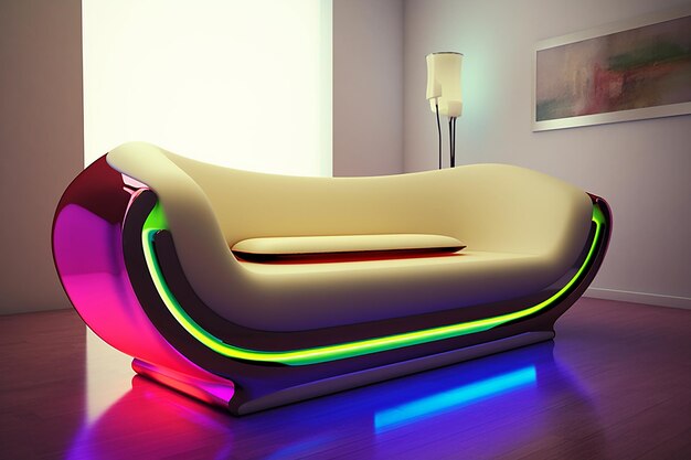 Foto un sofá vibrante con un diseño futurista