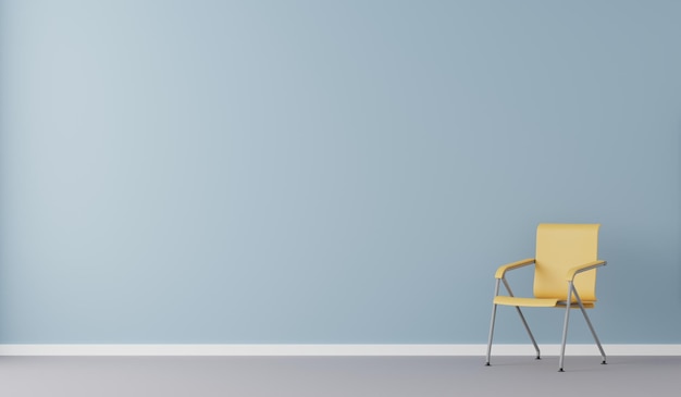 Foto sofasessel in einem wohnzimmer mit leerer wand minimalistisches stilkonzept pastellfarbstil 3d-rendering