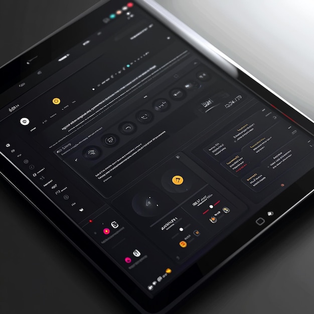 Sofisticada interfaz gráfica de la tableta con controles táctiles sensibles y widgets dinámicos