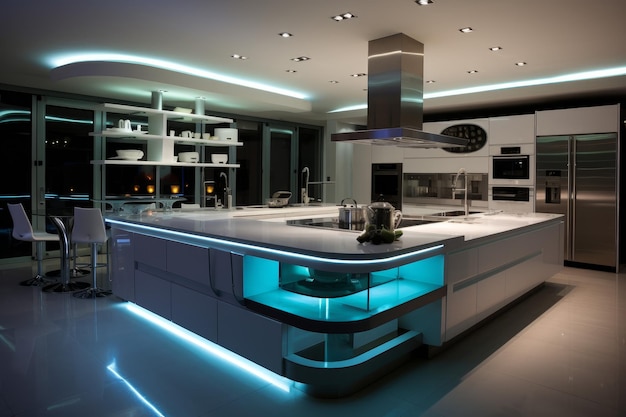 Sofisticado interior de cocina moderna hogar inteligente Generar Ai