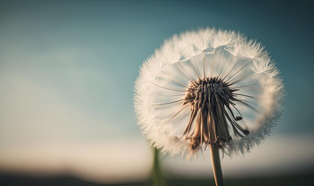 Soft Focus Dandelion sobre fondo borroso con espacio para copiar texto