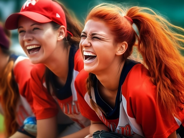 Softball-glückliche Teamkollegen