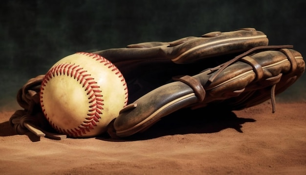 Softball und Handschuh vor der Basis