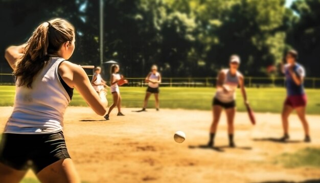 Softballspiel am Sommernachmittag im Park