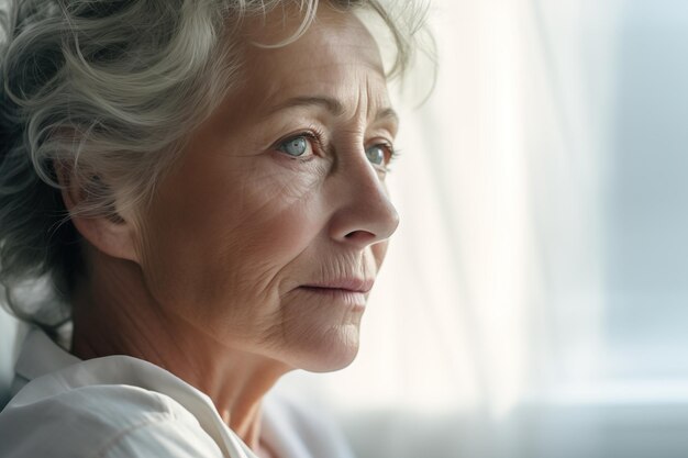 Foto softlit nahaufnahme einer reifen frau im krankenhaus