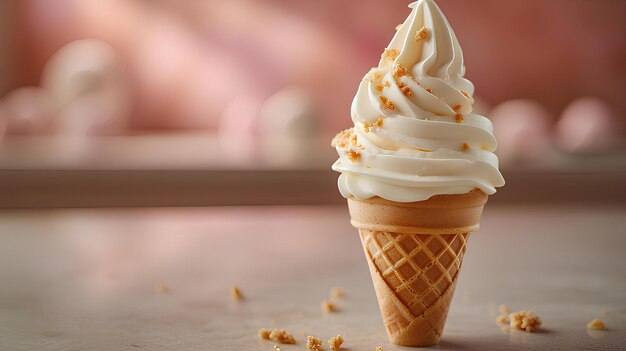 Softserve-Eiskegel mit KI-generierte Illustration