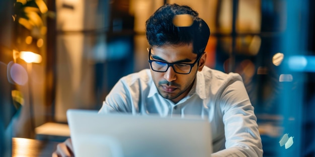 Foto software alert mantiene al hombre indio experto en tecnología vigilante contra el fraude financiero