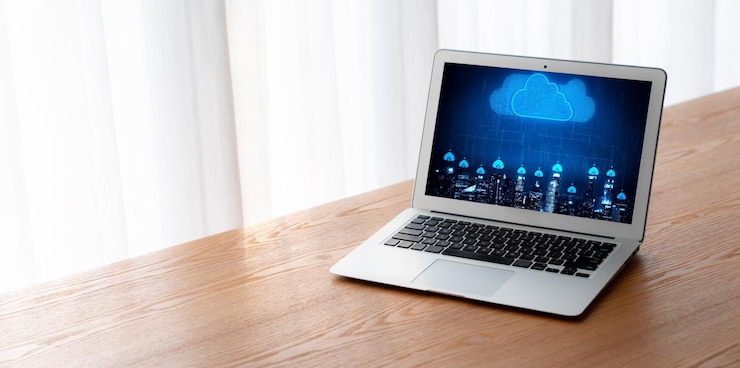 Foto software de computación en la nube para el trabajo remoto moderno y el almacenamiento de datos personales