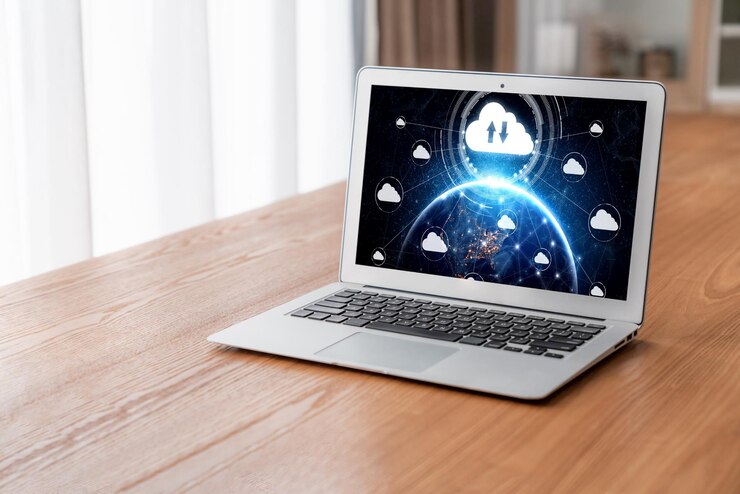 Foto software de computación en la nube para el trabajo remoto moderno y el almacenamiento de datos personales