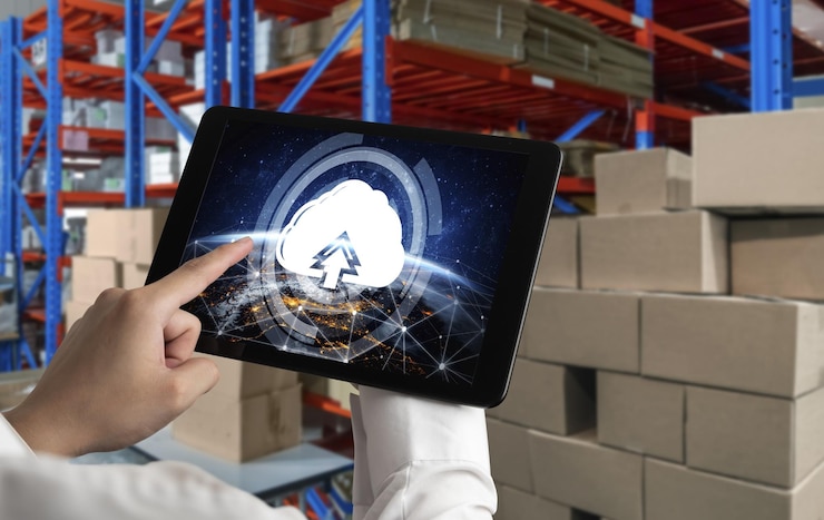 Foto software de computación en la nube para el trabajo remoto moderno y el almacenamiento de datos personales