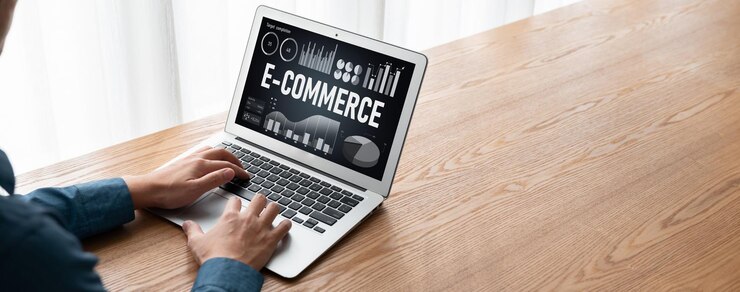 Foto el software de datos de comercio electrónico proporciona un tablero de control moderno para el análisis de ventas al negocio minorista en línea