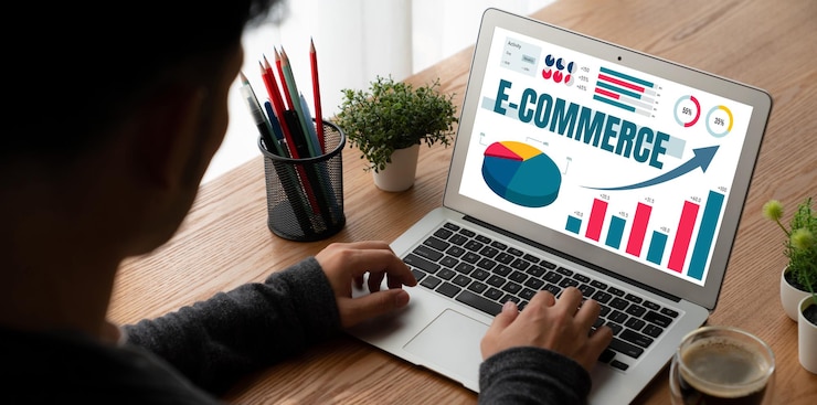 Foto el software de datos de comercio electrónico proporciona un tablero de control moderno para el análisis de ventas