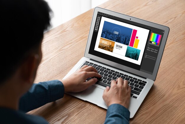 Foto software de diseño gráfico para diseño moderno de página web y anuncios comerciales