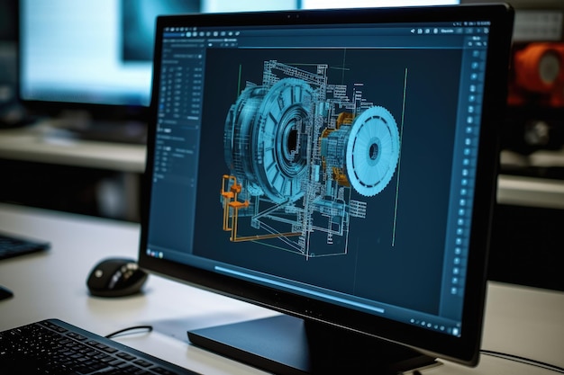 un software de diseño de ingeniería mecánica en una pantalla de computadora