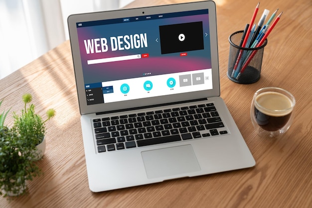 El software de diseño de sitios web proporciona una plantilla moderna para el negocio minorista en línea