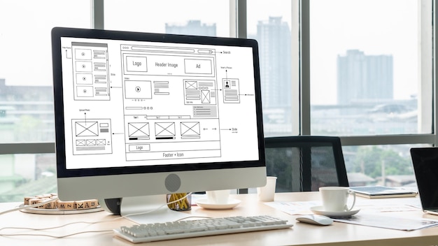 El software de diseño de sitios web proporciona una plantilla moderna para el negocio minorista en línea