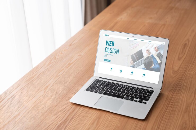 Foto el software de diseño de sitios web proporciona una plantilla moderna para negocios minoristas en línea y comercio electrónico