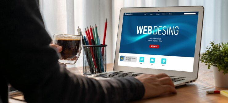 Foto el software de diseño de sitios web proporciona una plantilla moderna para negocios minoristas en línea y comercio electrónico