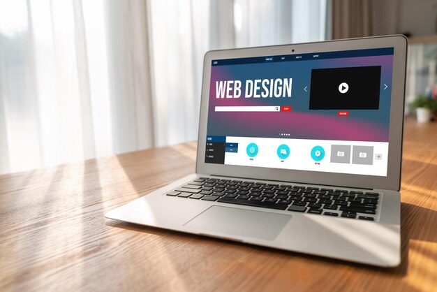 Foto el software de diseño de sitios web proporciona una plantilla moderna para negocios minoristas en línea