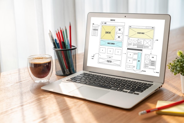 El software de diseño de sitios web proporciona una plantilla moderna para negocios minoristas en línea