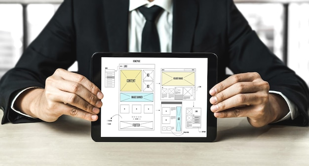 El software de diseño de sitios web proporciona una plantilla moderna para negocios minoristas en línea