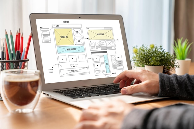 El software de diseño de sitios web proporciona una plantilla moderna para negocios minoristas en línea