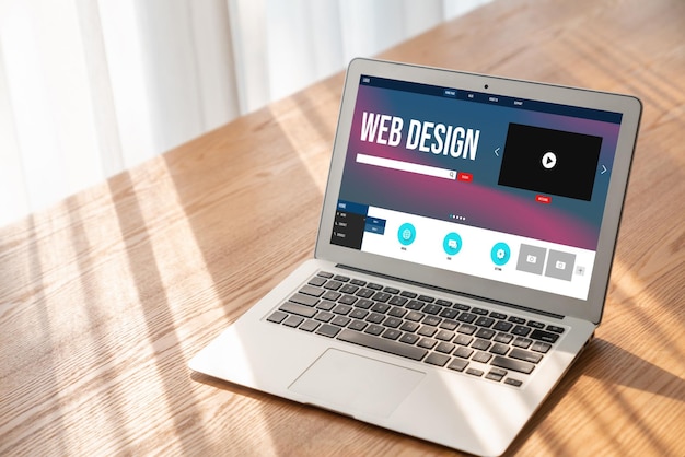El software de diseño de sitios web proporciona una plantilla moderna para negocios minoristas en línea