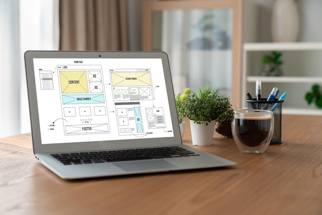 El software de diseño de sitios web proporciona una plantilla moderna para negocios minoristas en línea