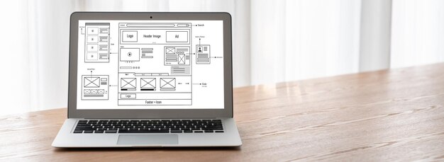 Foto el software de diseño de sitios web proporciona una plantilla moderna para negocios minoristas en línea