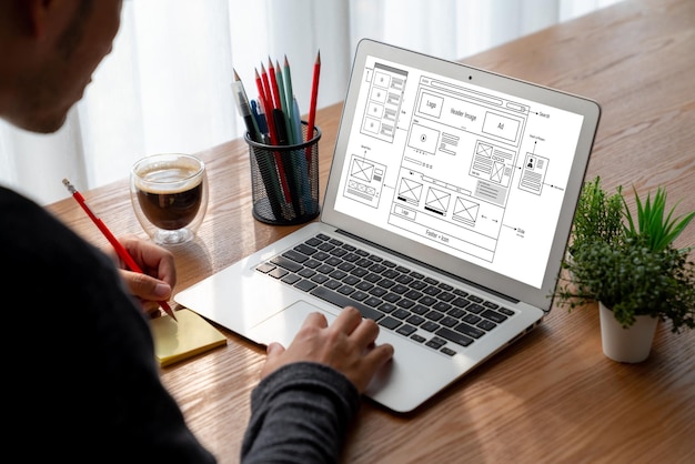 Foto el software de diseño de sitios web proporciona una plantilla moderna para negocios minoristas en línea