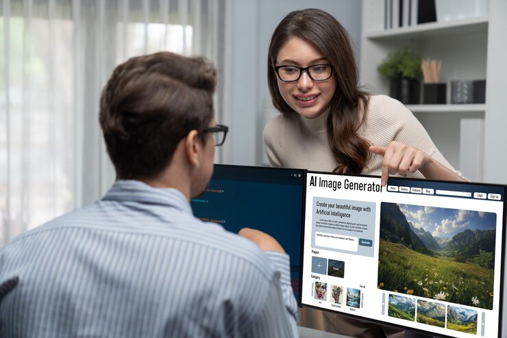 Foto el software generador de imágenes de ia proporciona imágenes a los usuarios por mensaje de texto rápido