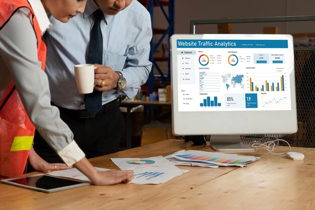 Software informático para el análisis del tráfico de sitios web datos en la pantalla de la computadora cómodamente