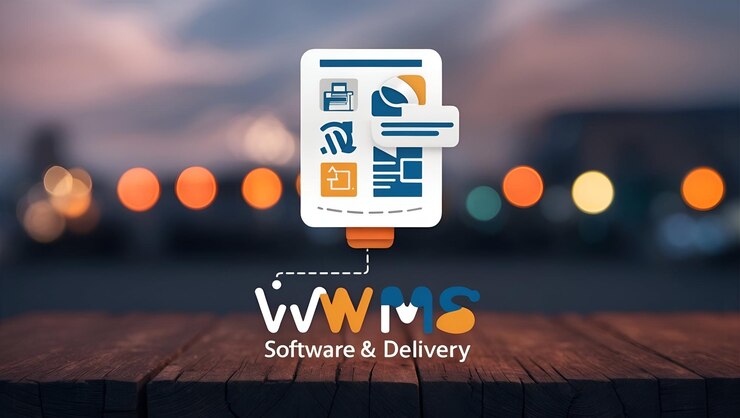Foto software wms fotorealista y diseño de íconos de entrega con amplio espacio para texto y gráficos illus