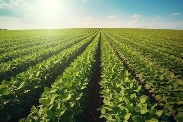 Soja Campo de soja madurando en la temporada de primavera paisaje agrícola