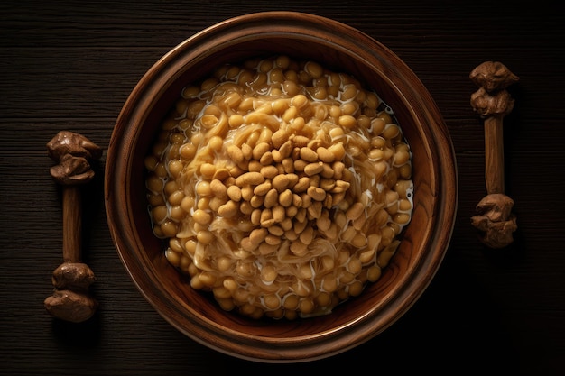 Soja Fermentada Natto Tradicional Saudável Comida Japonesa De Soja Abstrata Generativa Ilustração AI