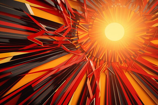Foto sol abstracto y patrón de formas geométricas con ai generativo