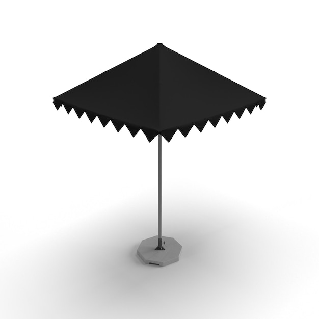 El sol de aluminio promocional negro emerge el paraguas del parasol para hacer publicidad. Ilustración de desgarro 3d.