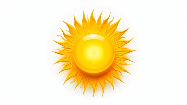 Sol amarelo vibrante em fundo branco Uma iconografia pessoal calorosa