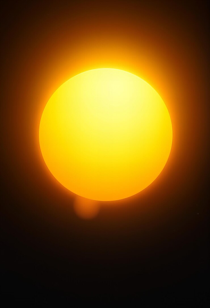 Un sol amarillo brillante con fondo negro estrellas espaciales galaxia concepto cósmico