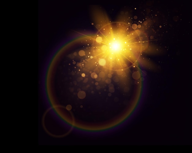 un sol amarillo con un círculo de estrellas en el fondo