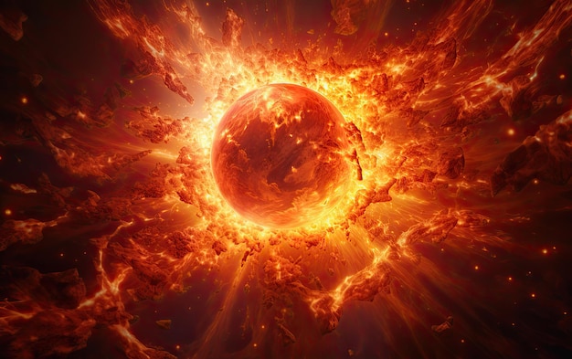 Sol ardente renderização 3D